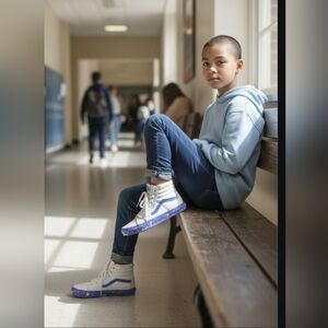 Vans Kids White and Blue Sneakers